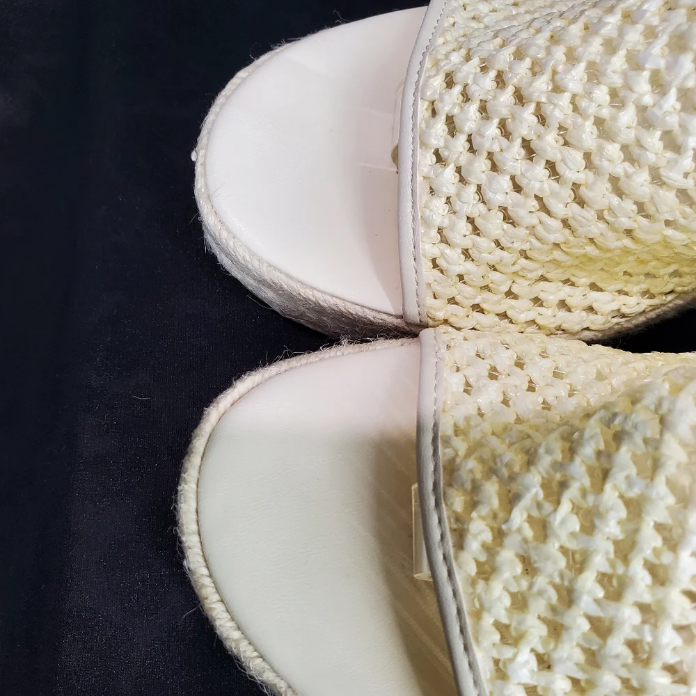 Dolce Vita Womens Saydie Cream Raffia Slip On Wedge Platform Sandals  Size 9.5 - Picture 13 of 15